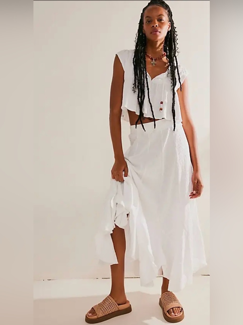 Free People Beach Alaina Maxi Skirt Set - Burgundy